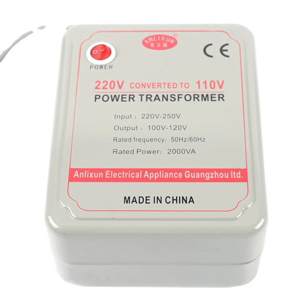 Transformator, 220V till 100V konvertering, 2000VA märkad effekt,2000w