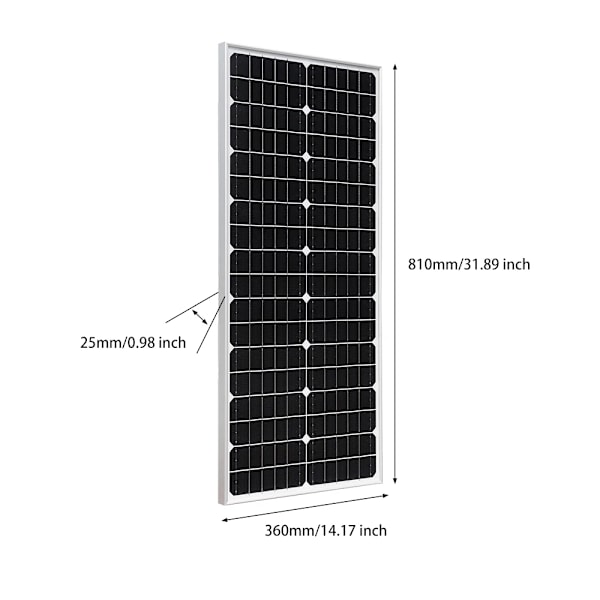 Stel solpanel 50W, hög effektivitet, härdat glas yta,19,8V 50W 19.8V 50W 19.8V 50W