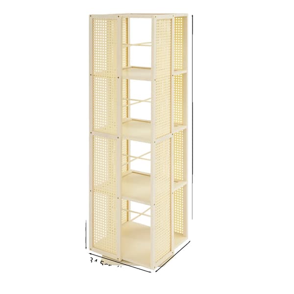 Bogreol, 4-niveau, 360° roterende design, Flødehvid