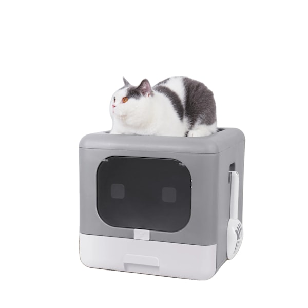 Kattlåda, Hopfällbar Design, Kattlåda Skopa Låda GRAY