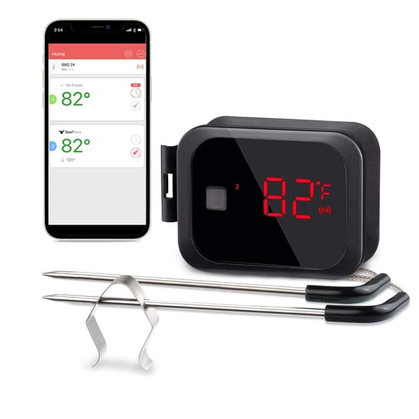 Bluetooth Kødtermometer, Dobbelt Prober, Temperatur Alarm, Som billede