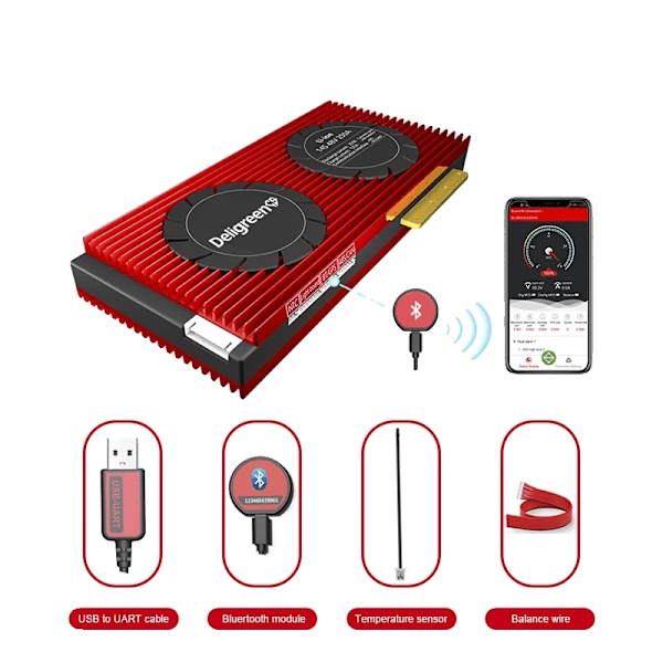 LiFePO4 Älykäs BMS, Bluetooth-yhteensopiva, Edistynyt Suojelu,UART, LiFe 4S 200A UART UART