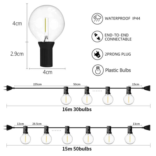 LED-valosarja, 30 metrin pituus, lämmin valkoinen