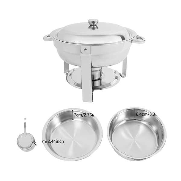 Chafing Dish, Rustfrit Stål, 4-delt Sæt, Sølv