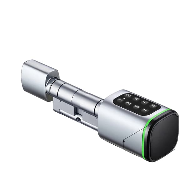 Smart Lock Cylinder, Flere Låsemetoder, Nødopladningsport, Sølv