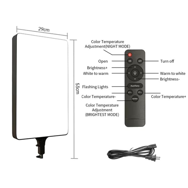 LED Video Lys Panel, Justerbar Lysstyrke, Bi-Farvet Temperatur, Kun lys