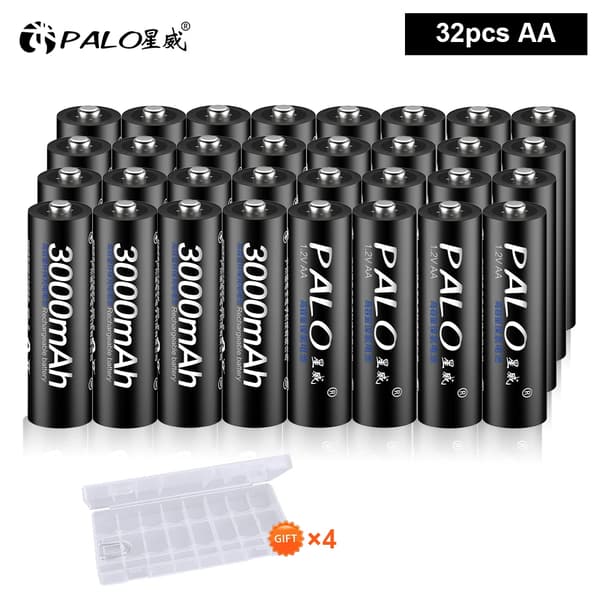 Uppladdningsbara Batterier, 3000mAh Kapacitet, Ni-MH Typ, 32st AA
