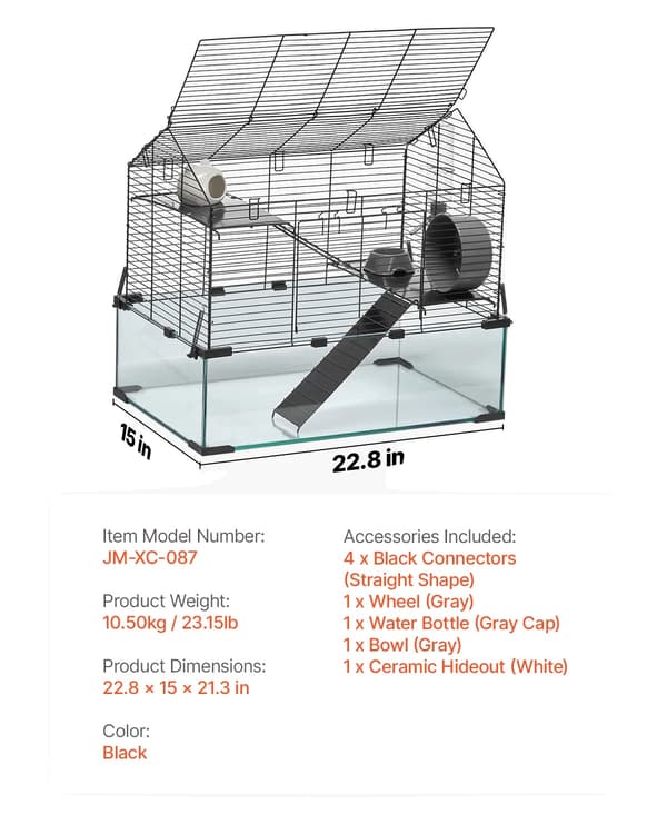Hamsterbur, Transparent Design, Lätt Montering, 20-25tum