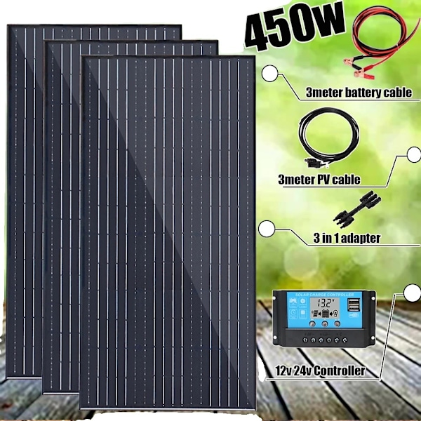 450W Solpanel Kit, Hög Effektivitet Monokristallin, Väderbeständigt Design för RV, Båt, Husvagn,450w ramkit 450w frame kit 450w frame kit