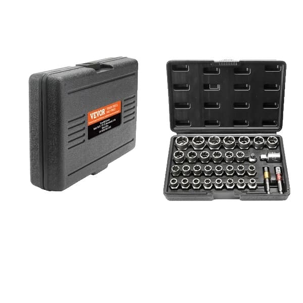 Bolt Extractor Sæt, Holdbart Cr-Mo Stål, 29-Delt Kit, 29PCs med kasse