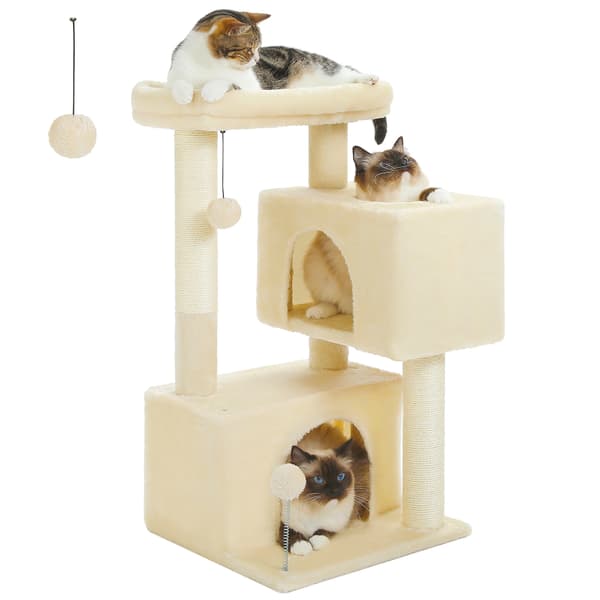 Kattetree, Tre-lags design, Træmateriale, Polstret platform, AMT0237BG, M