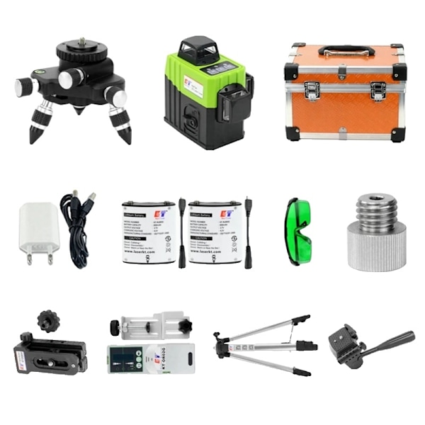 3D5 Laser Niveau, 12 Linjer, Selvnivellerende med 360-graders Rotation,Laser Niveau Stativ Laser Level Tripod Laser Level Tripod