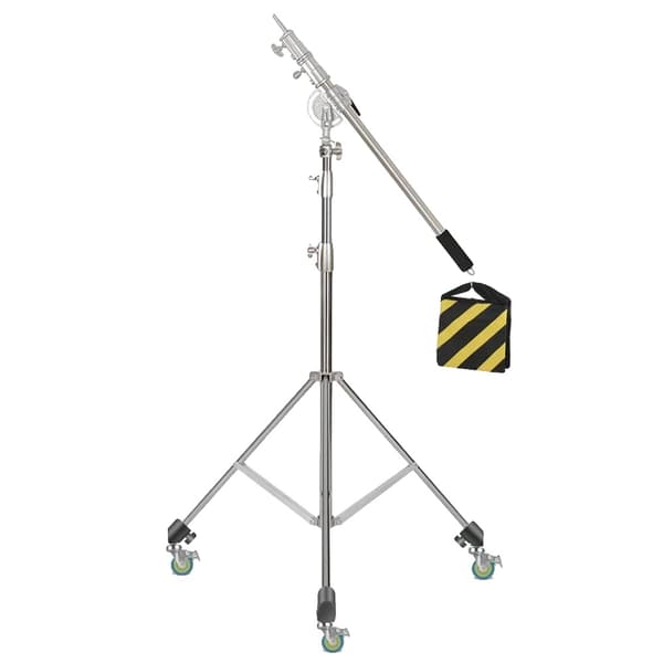 Fotografi C Stativ, Max Højde 260 cm, Holdbart Rustfrit Stål, 2.8m hjul arm