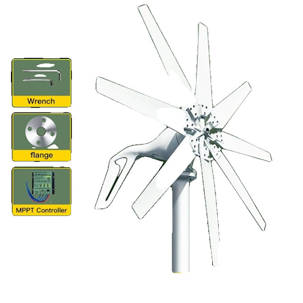 Vindmøllegenerator, MPPT-controller, lav støjdrift, 12V-a, Med Mppt Controller-a, 1000W-c