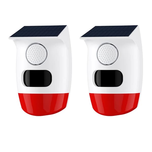 Alarm System, PIR Infrarød Bevægelsessensor, 120dB Sirene, 2PC Solhorn