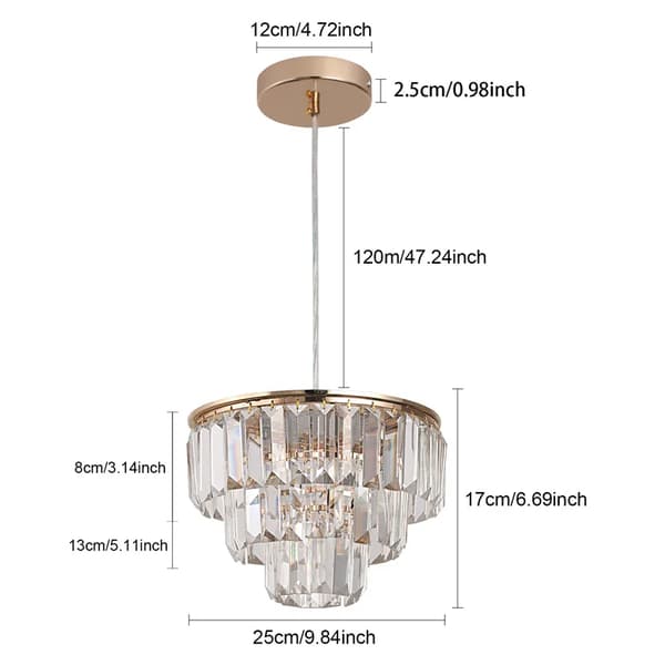 K9 Krystal Lysekrone, Moderne Stil, 25 cm Diameter, Dia25cm, ændrebar