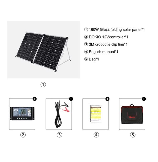 Solpanel, Bärbar Design, Hög Effektivitet, 160W