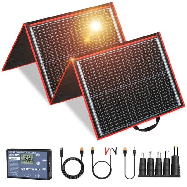 Dokio Bærbar Sammenklappelig Solpanel, 200W Maksimal Effekt, Monokrystallinsk Materiale, 160W solpanel sæt
