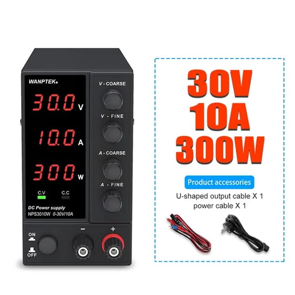 DC-virransyöttö, säädettävä jännite ja virta, digitaalinen näyttö, NPS3010W 3digits