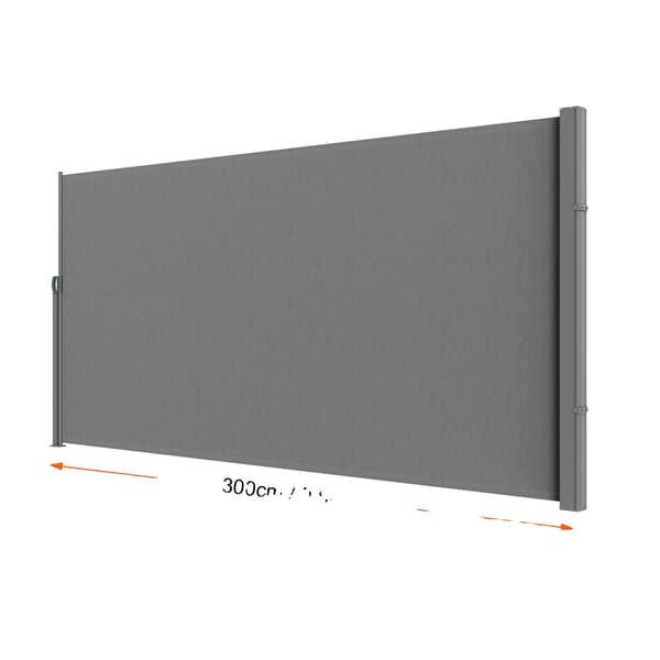 Retractable Side Awning, Polyester Sejl, Manuel Betjening, Jernramme, 200X300cm Grå