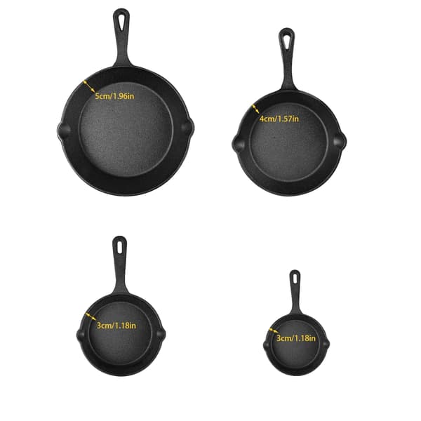 Stekpannasats, Gjuten Järn Material, Mångsidig Matlagning, 4 Pcs