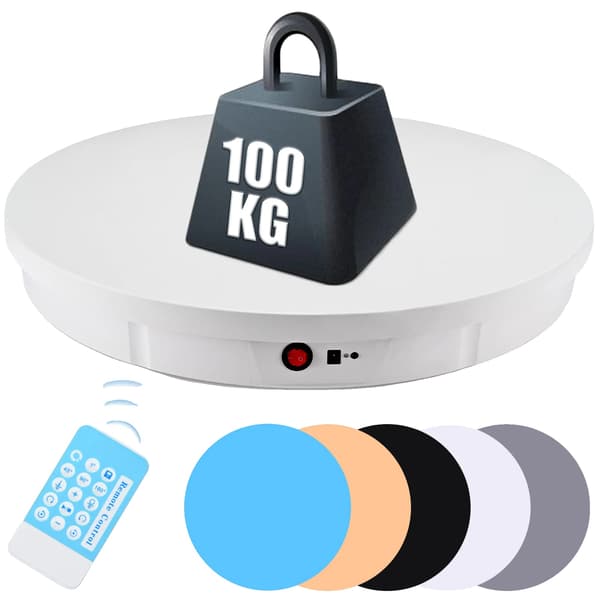 Roterande Displayställ, 360° Rotation, Batteridriven, VIT