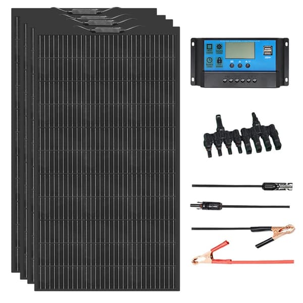 Solcellepanel-sæt, fleksible, opladningskontrolkabel, 480W solarkit