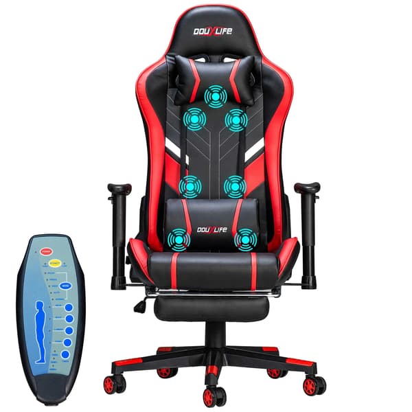 Gaming Stol, Ergonomisk Design, Massagefunktion, RØD