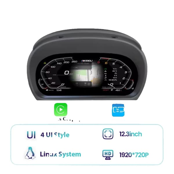 Digital Dashboard Cluster, Trådløs Forbindelse, Plug & Play Installation, Understøttelse af CarPlay