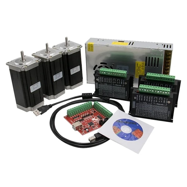 Steppermotor Kit, TB6600 Microstep Drive, Mach3 Controller Card, 3 akse, 12Nm kit 3 Axis 3 Axis