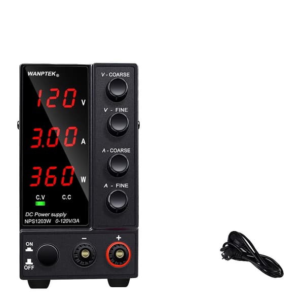 DC Strømforsyning, Justerbar Spænding, Digital Skærm, Sort 3Cifre 120V3A