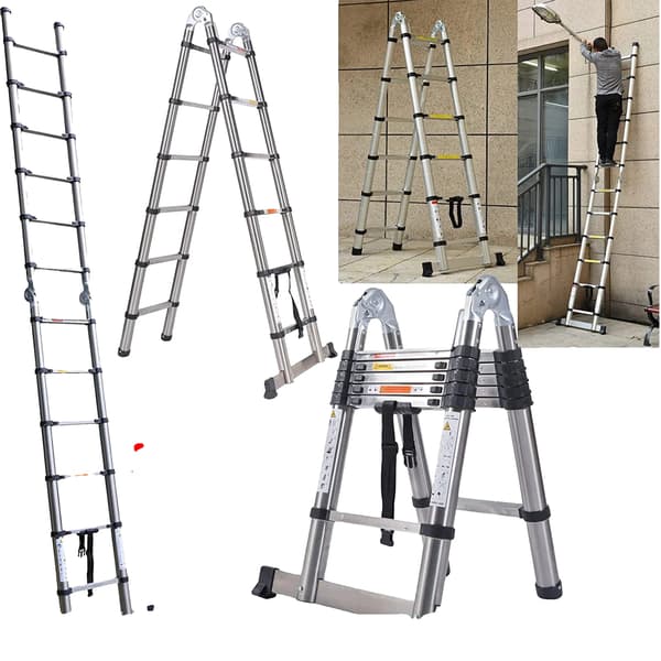 Teleskopstige, Rustfrit Stål, Multifunktionelt Design, 3.8M/1.9M+1.9M