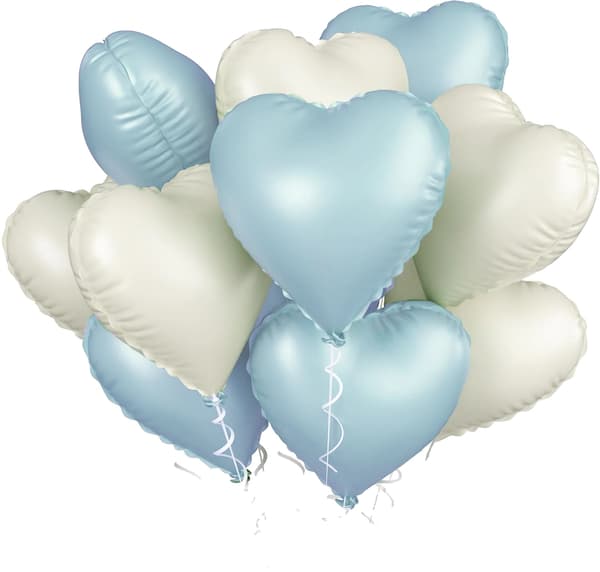 Hjerteballoner, Folie Materiale, Multi-Pack Variation, blandet fløde blå, 18tommer 10Stk-a