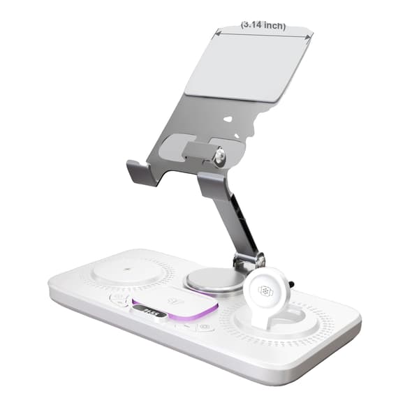 Trådløs Opladerstation, Sammenklappeligt Design, Multi-enheds Support, Hvid farve