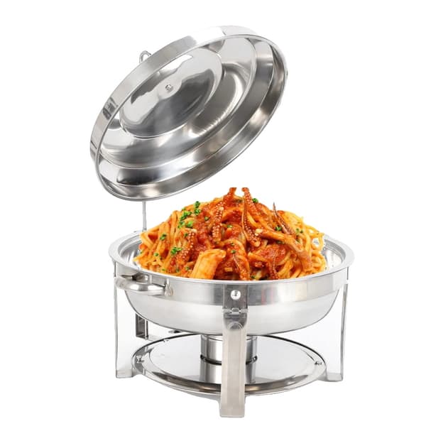 Chafing Dish, 7,92Qt kapacitet, høj kvalitet rustfrit stål, rund design, fire forstærkede ben, ideel til buffetservice