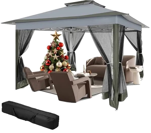 Gazebo Telt, Pop-Up Design, UV Beskyttelse, Grå