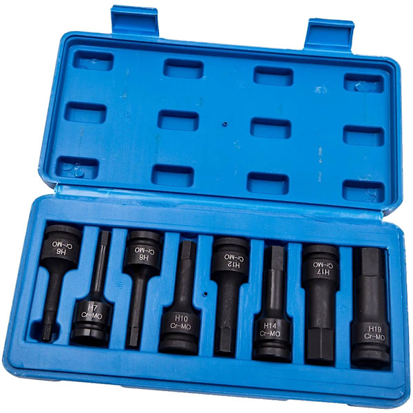 Impact Hex Socket Set, 8-delad, 1/2 tum drivning