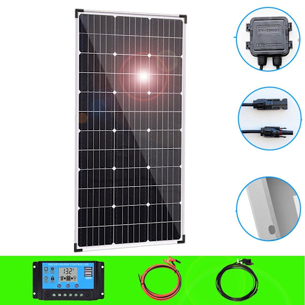 Monokristallint solpanelspaket, hög effektivitet, väderbeständigt, 150W,150w kit = 150w kit 150w kit 150w kit