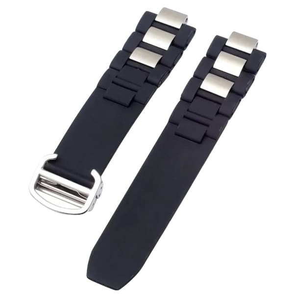 Urrem, Til Cartier 21 Chronoscaph Sportsur, Silikone Materiale, Stålspænde, Sort sølv, 20-10mm-e