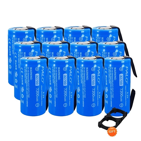 LiFePO4 Batteri 32700, 7200mAh Kapacitet, Høj Afladningshastighed 30A,12 stykker 32700 12PCS 32700 12PCS 32700