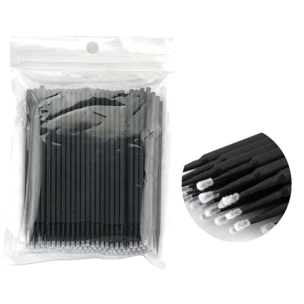 Øjenvippe Rensebørste, Bløde Mikrofiber Børster, Alsidig Brug, 1000PCS Sort, Uldfiber-b