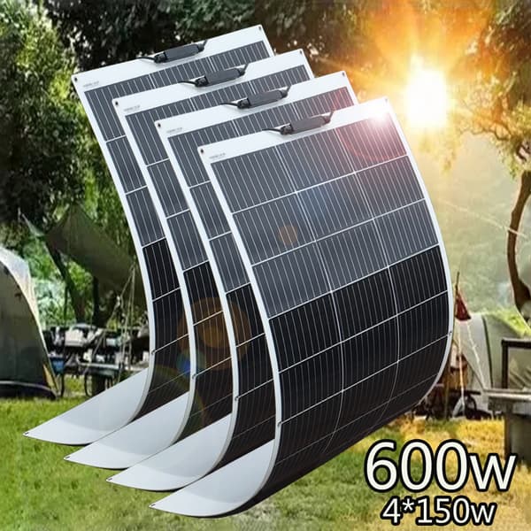Fleksibelt Solpanel Kit, 600W Strøm, 4 Panel Konfiguration, 600w 4stk 150w