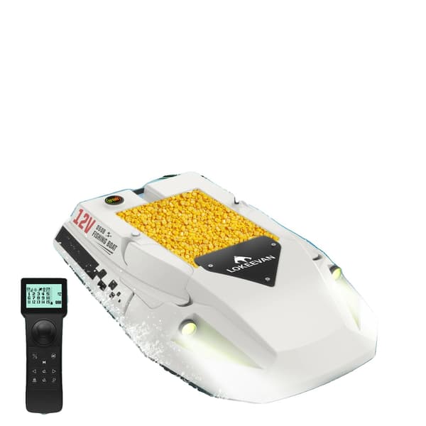 Bait Thrower, Dobbelt Positioneringssystem, Høj Batterikapacitet, D50B Hvid