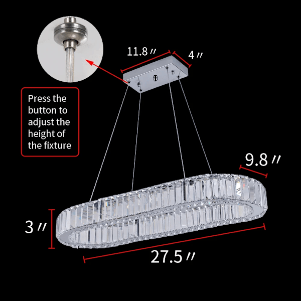 Moderni kristalli LED-kaappari, säädettävä korkeus, 70cm x 25cm,L70cmxW25cm, Kylmä valkoinen L70cmxW25cm