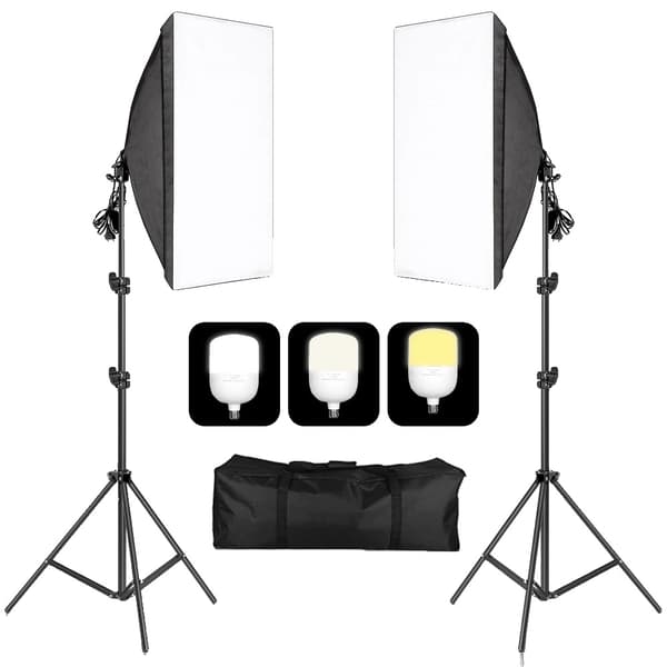 Softbox Belysningskit, 50x70cm Softbokse, 135W  3 farver