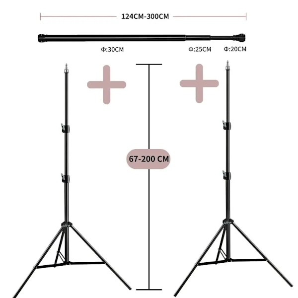 Teleskooppinen poikkipalkki taustateline, säädettävä 2m-3m pituus, vinyyli materiaali,2Mx3M2Mx3M 2Mx3M 2Mx3M