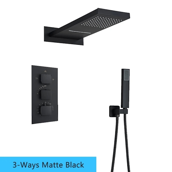 Termostaattinen suihkusekoitin, kolmikahvainen, mattamusta, >400mm,Matte musta 3-tietä Matte Black 3-Ways Matte Black 3-ways