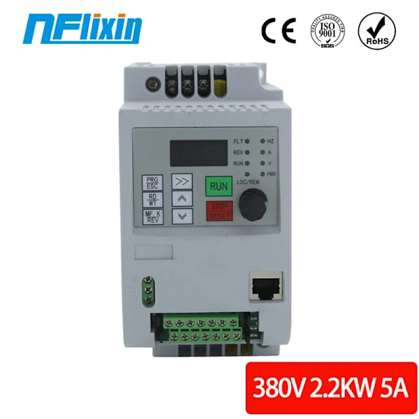 380V Variabel Frekvensomformer, Bredt Frekvensområde 0-650Hz, CE Certificeret,2,2 kW (3HK) 5A, 380V (415V), 380V (415V) 2.2kw(3HP) 5A 2.2kw(3HP) 5A