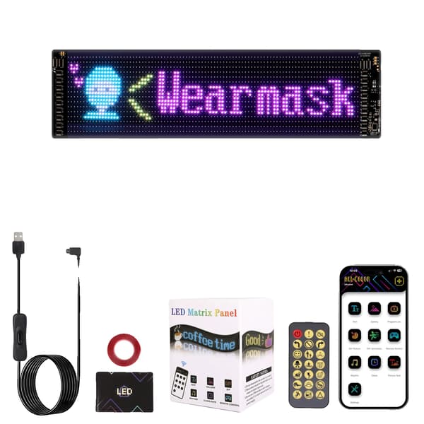 LED Display Panel, Bluetooth Kontrol, Vandtæt Design, 34.8cm, 6-10W, Ja