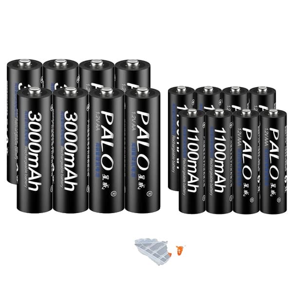 Uppladdningsbara Batterier, 3000mAh Kapacitet, Laddare Ingår, 8AA AAA